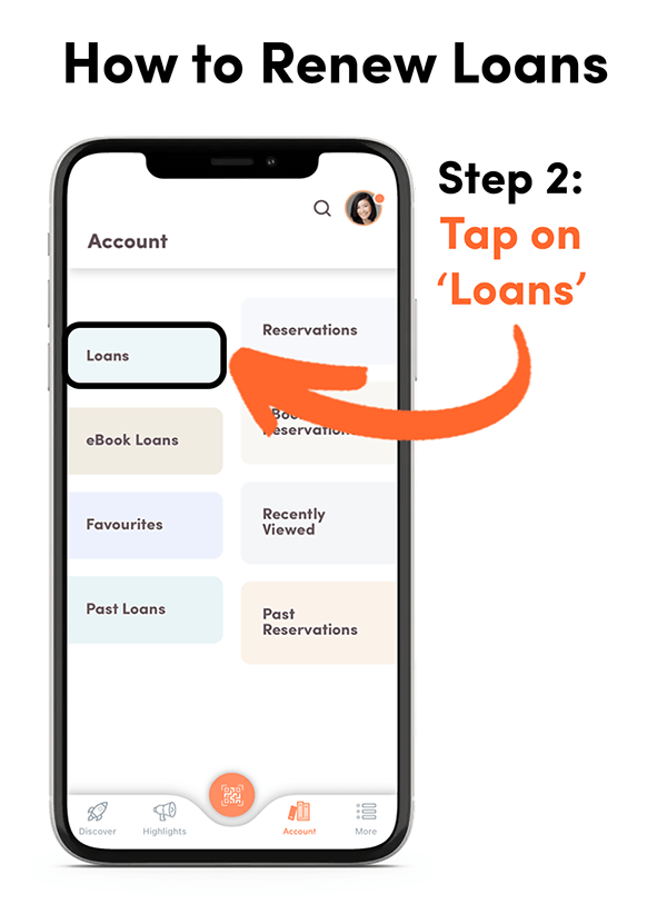 A tutorial screenshot for the app, showing how to renew loans - step 2.